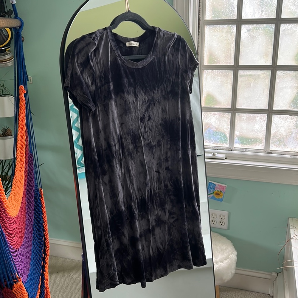 Black acid wash megasoft shirt dress